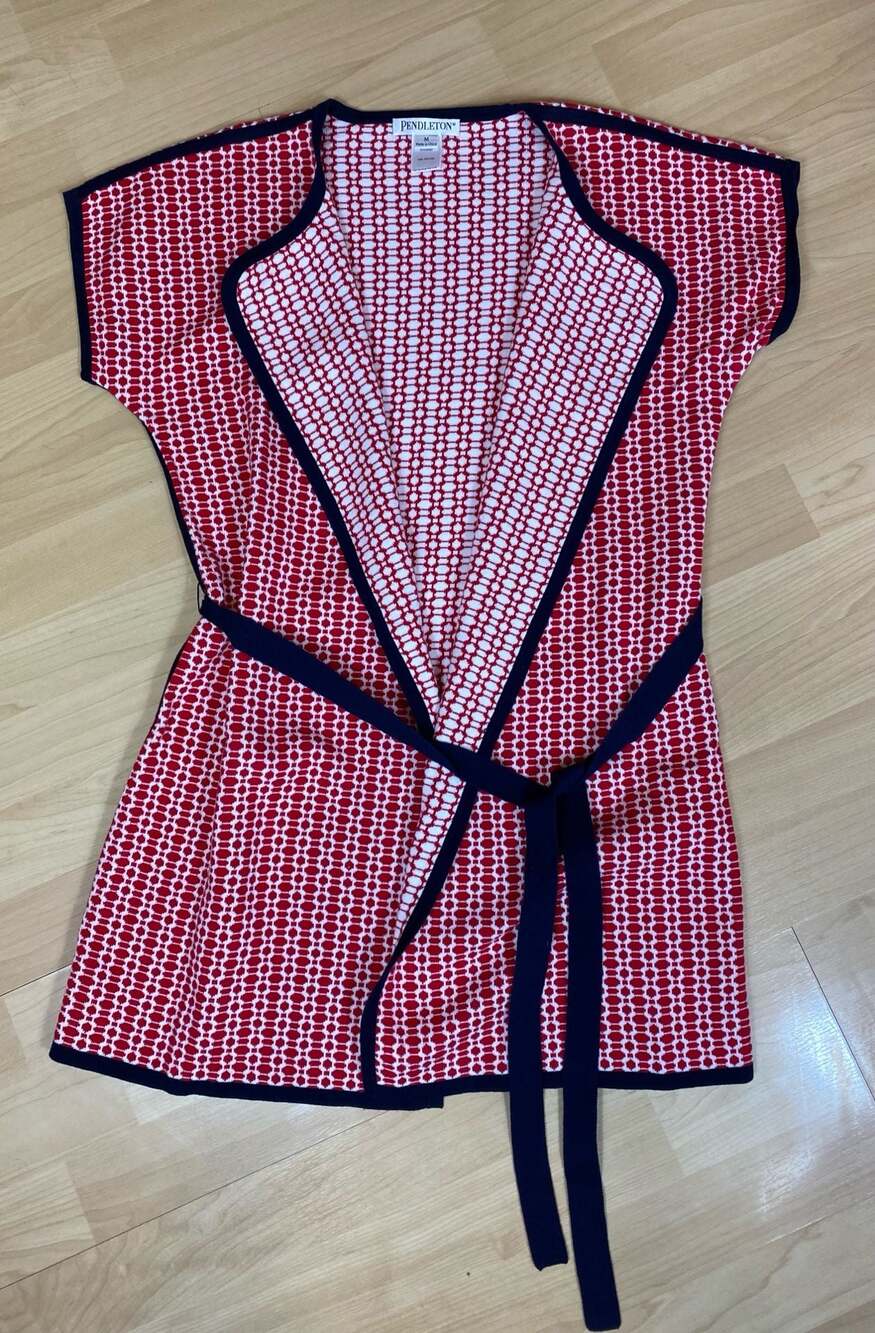 PENDLETON Catalina Reversible Cardigan Sweater M Wrap Short Sleeve RED NWOT